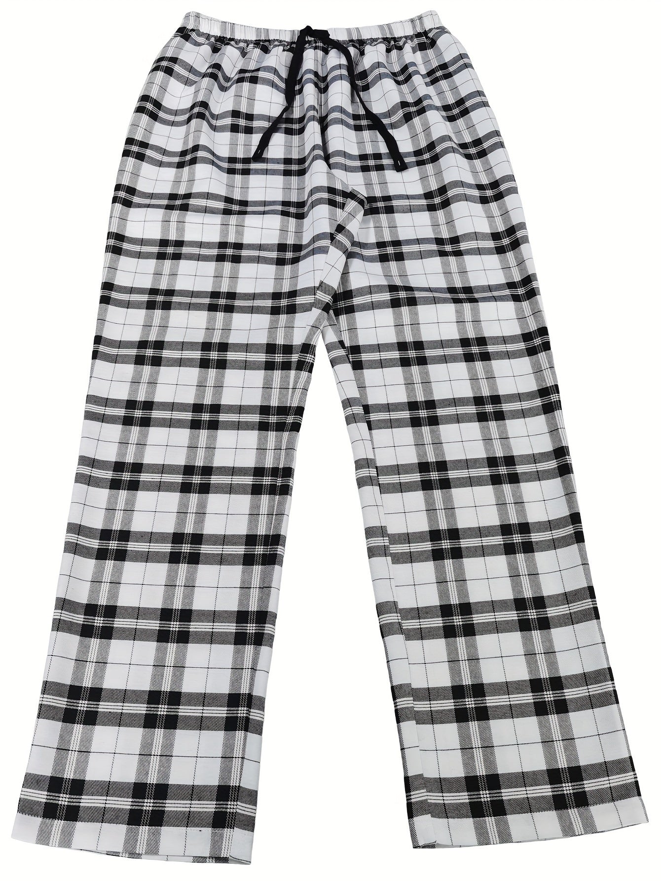 3 Pack Men's Plaid Drawstring Pants - Casual Polyester with Elastic Waistband, Side Pockets, Regular Fit, Woven Fabric, All-Season Home Wear