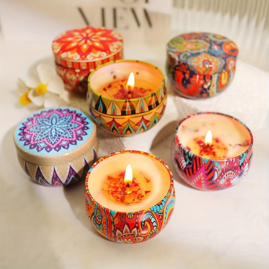 4 Piece Fragrant Candle Set - Jasmine, Sandalwood, Small Canglan, Rose, Perfect for Bathing, Yoga, and Holiday Gifts