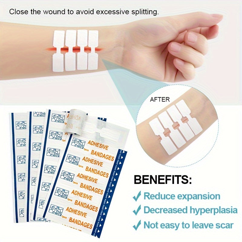 20 Pack Zipper Bandage - Waterproof Adhesive Tape for Knife Cuts and Wounds - Essential First Aid Kit Medical Patches