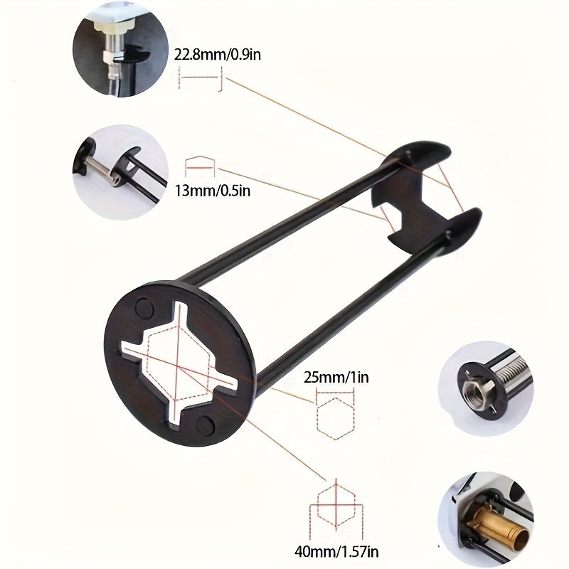 Multifunctional Metal Wrench for Bathroom Faucet and Sink Installation - Universal Repair Socket Tool with Quadruple Claw Design - Easy Twist Plumber's Wrench for Valve Removal and Tightening