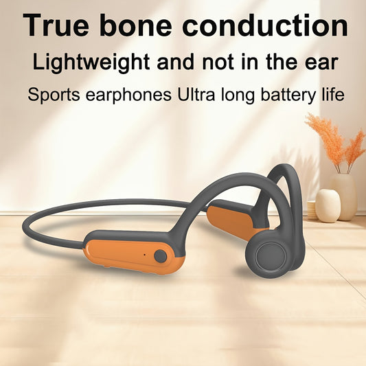 Seamless True Wireless Bone Conduction Headphones - 15H Playtime, Sweatproof Sports Earbuds with Mic, Featherweight for Running, Walking, Hiking, and Gym