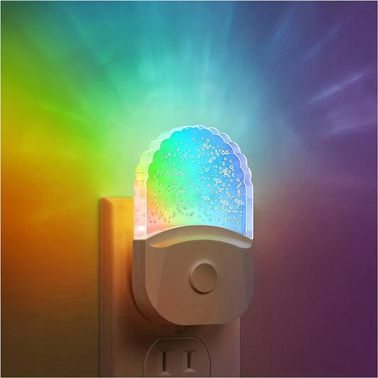 2pcs LED Night Light Plug - 8-Color Changing RGB, Dusk to Dawn Sensor, RGB Mode - Ideal Christmas Gift