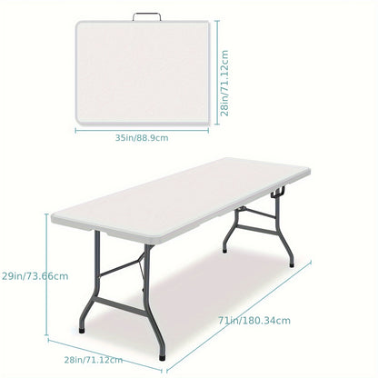 4FT/6FT Plastic Folding Table – HDPE Portable Picnic Table for Outdoor Use – Ideal for Camping, Parties, Weddings, Picnics – Includes Lock and Handle – White