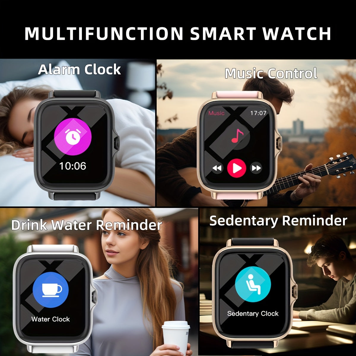 Waterproof Smart Watch – 1.83'' Full Touch Screen, Call and Message Alerts, Sleep Monitoring, Sports Pedometer – Compatible with iPhone/Android, Fitness Watch for Men/Women – Ideal Gift for Friends and Birthdays