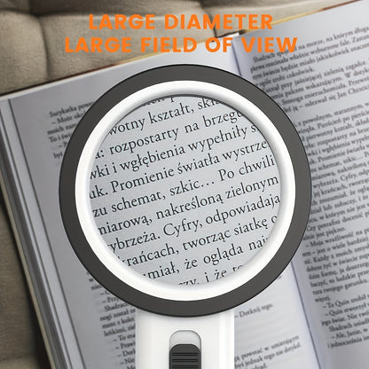 30X High-Power Handheld Magnifier with LED Lights - Battery-Operated Illuminated Magnifier for Reading, Coins, Jewelry and Seniors with Macular Degeneration