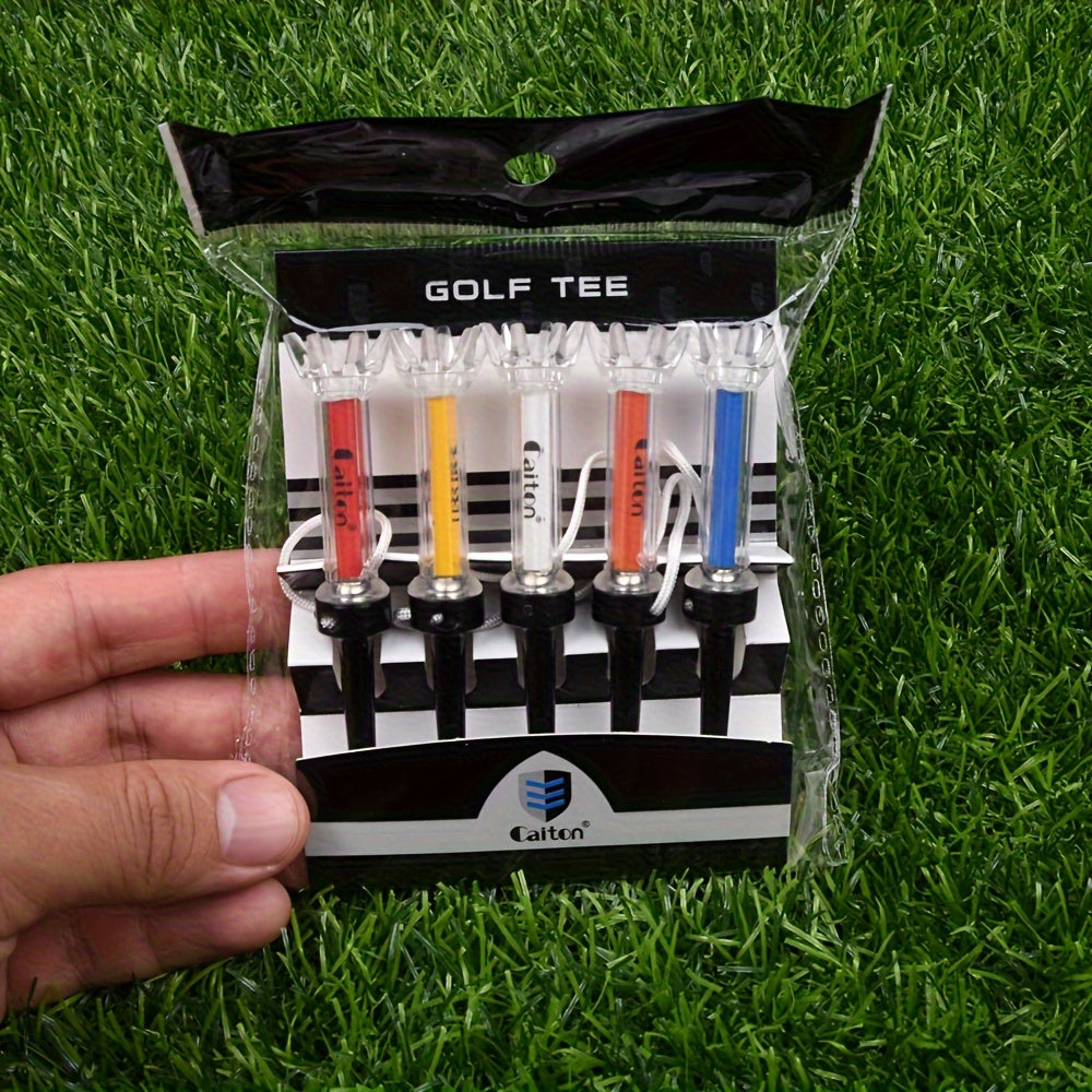 Caiton 5pcs Magnetic Plastic Golf Tee Set - Improve Your Game with 360-Degree Bounce, Includes Two Sizes