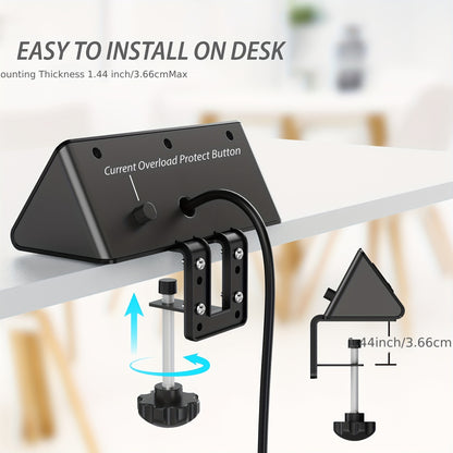 2 Pack Nightstand Edge Mount Power Strips – PD20W Fast Charging USB-C, 6.5Ft Extension Cord, 3 AC Outlets & 4 USB Ports for Home, Office, Kitchen, Dorm, Hotel (1875W)