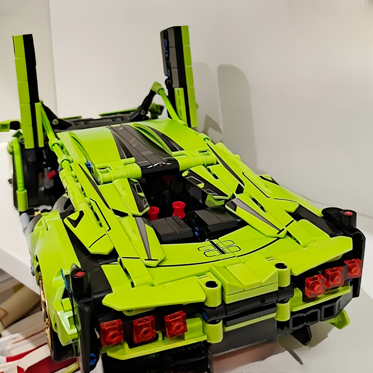 1300+pcs Limited Edition Green Supercar Building Set - Premium ABS Collectible Model Kit, Perfect for Display and Gifting for Halloween and Christmas