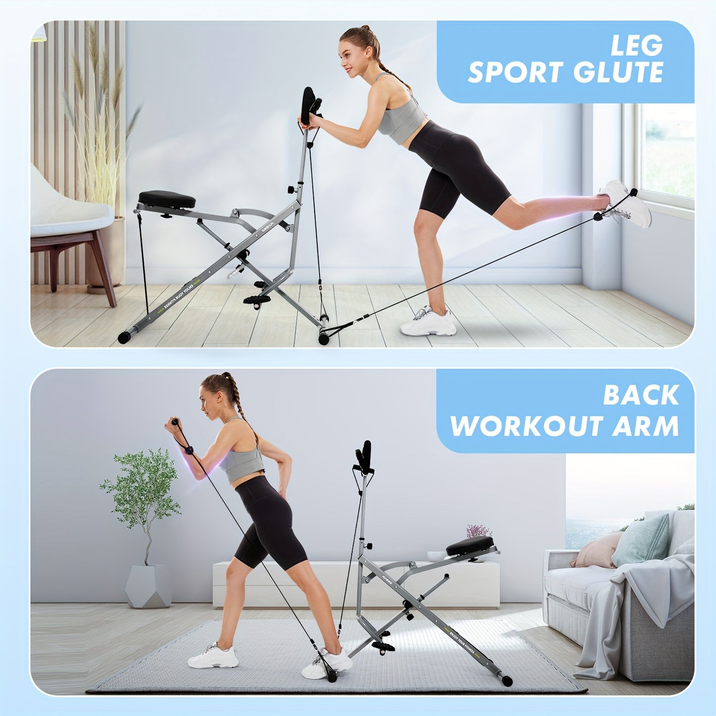 2 in 1 Squat and Rowing Machine - Foldable Glute Trainer for Home Workouts - Easy Setup, Perfect Gift for Men and Women