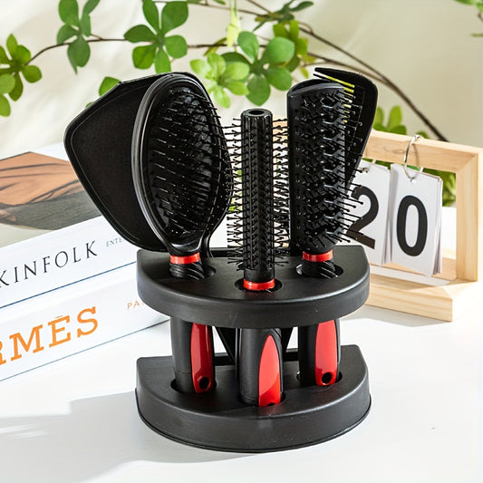 5 Piece Professional Hair Styling Set – Includes Scalp Massager, Detangling Brushes, Air Cushion Comb and Mirror, Perfect for Unisex Adults with Normal Hair