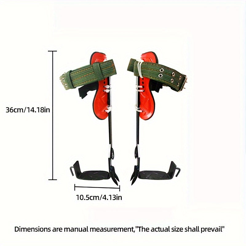 Steel Tree Climbing Spikes Set – Durable Anti-Slip Gear with Ankle Straps, Thickened Steel Plate, Double Row Buckle for Upright Climbing, Manual Operation - Pair