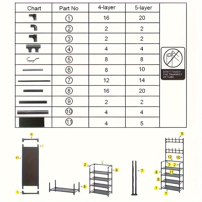 4/5 Layer Multi-Functional Metal Coat Rack with 8 Double Hooks – Space-Saving Storage Solution for Entryway, Living Room, Bathroom and Corridor – Independent Foyer Shoe Rack with Ample Storage