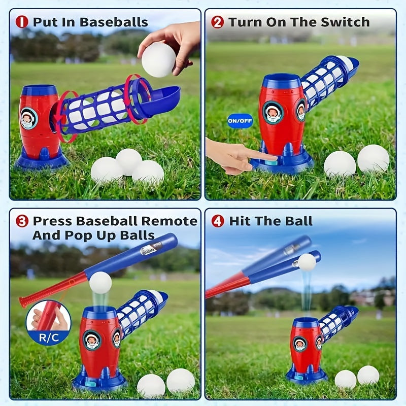 Fully Automatic Kids Pitching Machine T-Ball Set – Includes Bat and 10 Balls, Ideal for Ages 3-12, Youth Baseball Training, Perfect Gift for Birthday, Halloween, Christmas