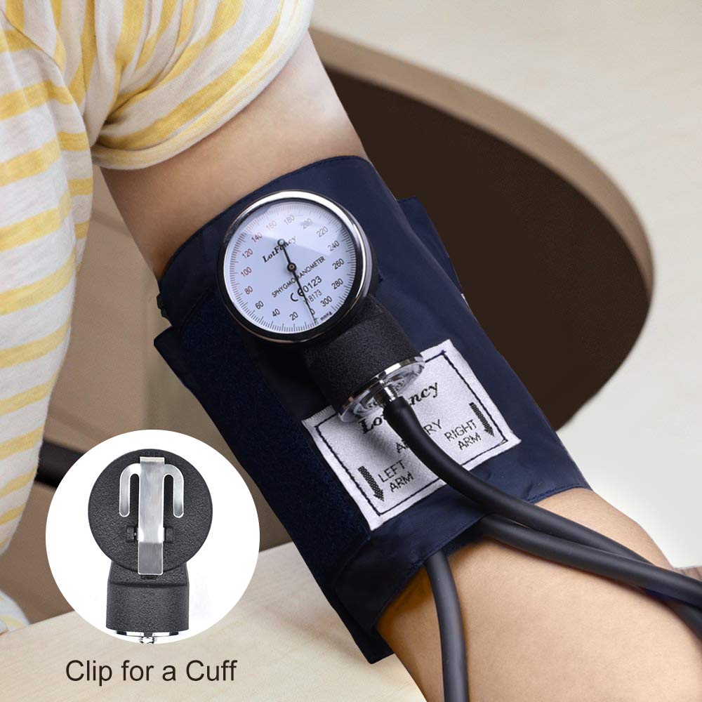 LotFancy Aneroid Sphygmomanometer with Stethoscope Kit – Professional Manual Blood Pressure Monitor, Universal Adult BP Cuff (10"-16"), Includes Case, Navy