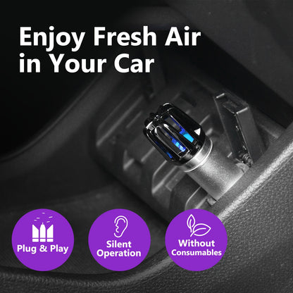 Compact Car Air Purifier Ionizer – Eliminates Smoke Smell, PM2.5, Pollen, Bacteria, Bad Odors – 12V Plug-In – RV Auto Decoration and Car Interior Accessory – Fresh Air Solution for Healthier Breathing