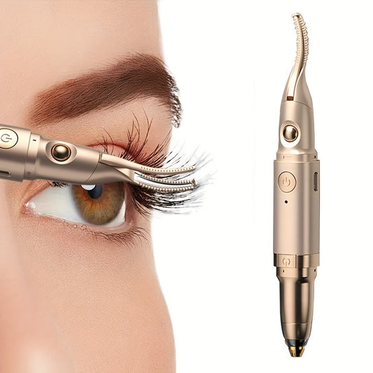 Multi-Use Heated Eyelash Curler - Compact Eye Makeup Tool with Trimmer for Brows and Unwanted Hair | Perfect for Styling and Grooming