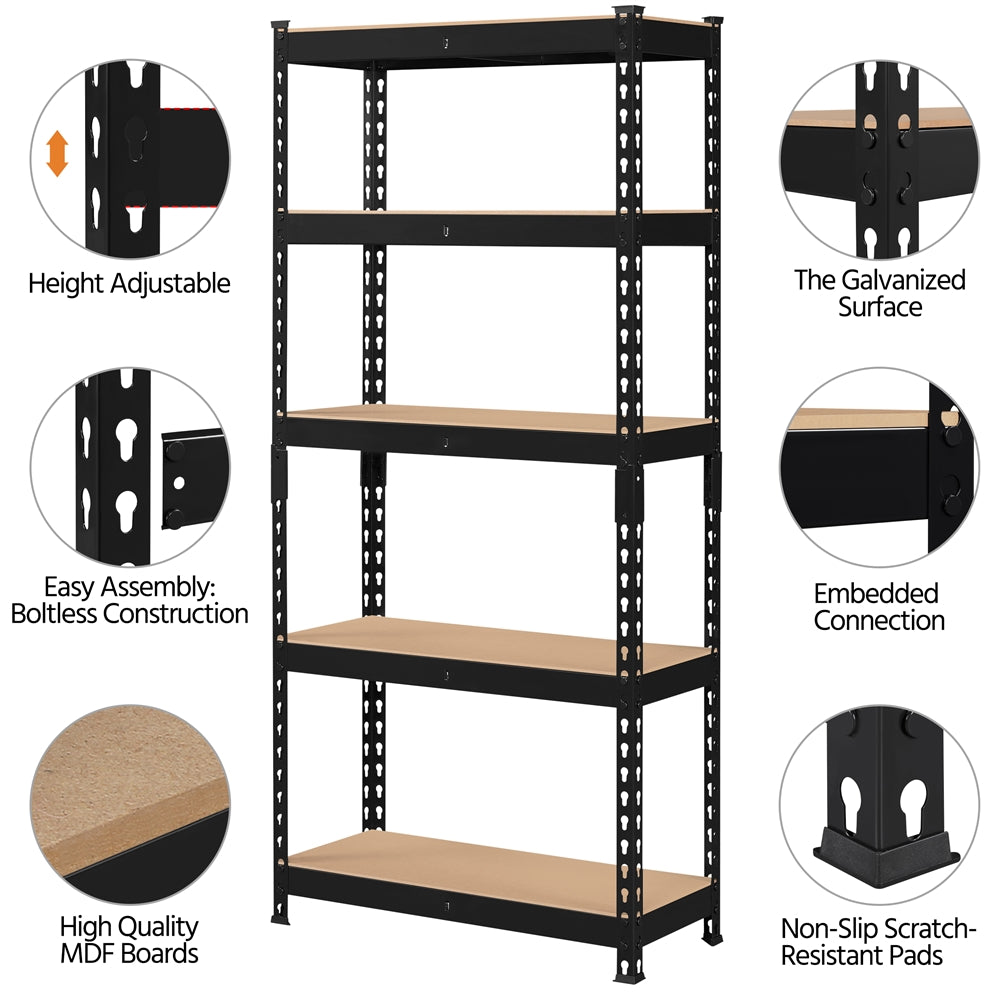 Costoffs 5-Tier Boltless Utility Shelves – 60in Multi-Tier Storage Rack for Warehouse, Store, and Home Organization