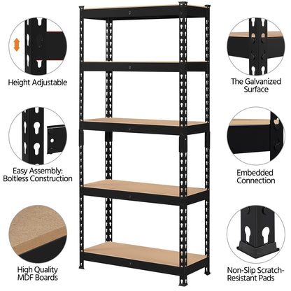 Costoffs 5-Tier Boltless Utility Shelves – 60in Multi-Tier Storage Rack for Warehouse, Store, and Home Organization