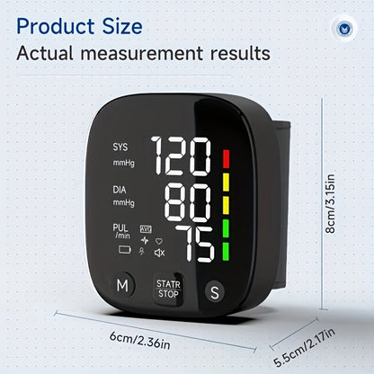 LED Rechargeable Wrist Blood Pressure Monitor – Intelligent Voice Broadcast with Storage Box (Built-in Lithium Battery)