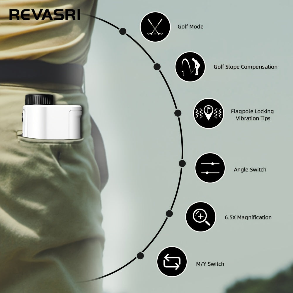 REVASRI Golf Rangefinder with Slope and Pin Lock Vibration – Tournament Legal with External Slope Switch – 1000YDS Range and Rechargeable Battery