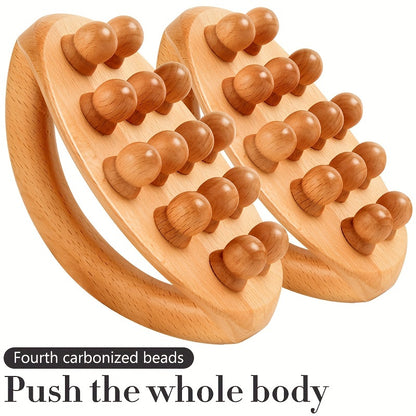 Wood Massage Tools (1 or 2 Pieces) - 14 Smooth Beads for Body Shaping and Meridians Unblocking - Perfect for Post-Exercise Fatigue Relief