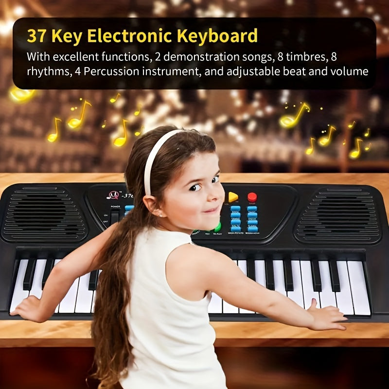 37 Key Electronic Piano Keyboard with Microphone - Portable Musical Instrument for Kids and Adults - Perfect Christmas or Birthday Gift