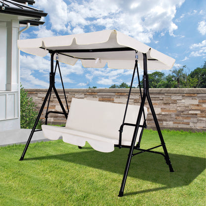 COVERONICS 3-Seat Outdoor Porch Swing – Patio Swing Chair with Adjustable Canopy, Durable Metal Frame, and Removable Cushions – Ideal for Backyard, Terrace, Lawn