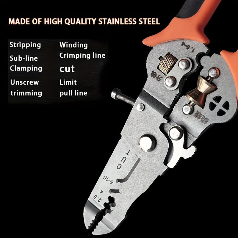 Professional Electrician's Multi-Purpose Wire Stripper - Durable High Carbon Steel, Cable and Wire Cutting Tool for Electrical Work