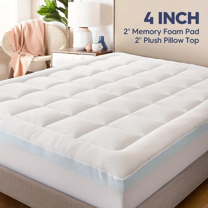 3 Inch Luxury Mattress Topper – Dual Layer Cooling Gel Memory Foam, Soft Down Alternative Pillowtop, Breathable Bamboo Cover for Pressure Relief and Ultimate Comfort