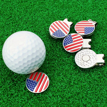 KOFULL National Flag Hat Clips 4-Pack - Strong Magnetic Golf Ball Markers with Stylish Clips for Personalized Golfing, Convenient and Reliable Accessories