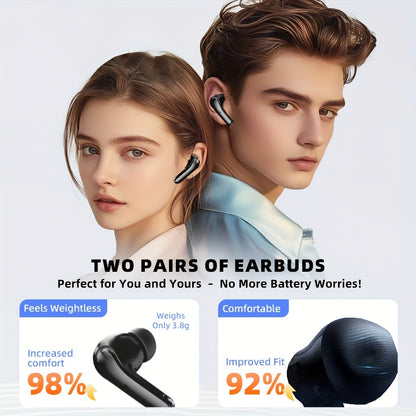 UNITEK Wireless Earbuds with Full-Color LCD Touch Screen - Long Battery Life, Ultra HD Sound, ANC and ENC for Sports, Gaming and Daily Use