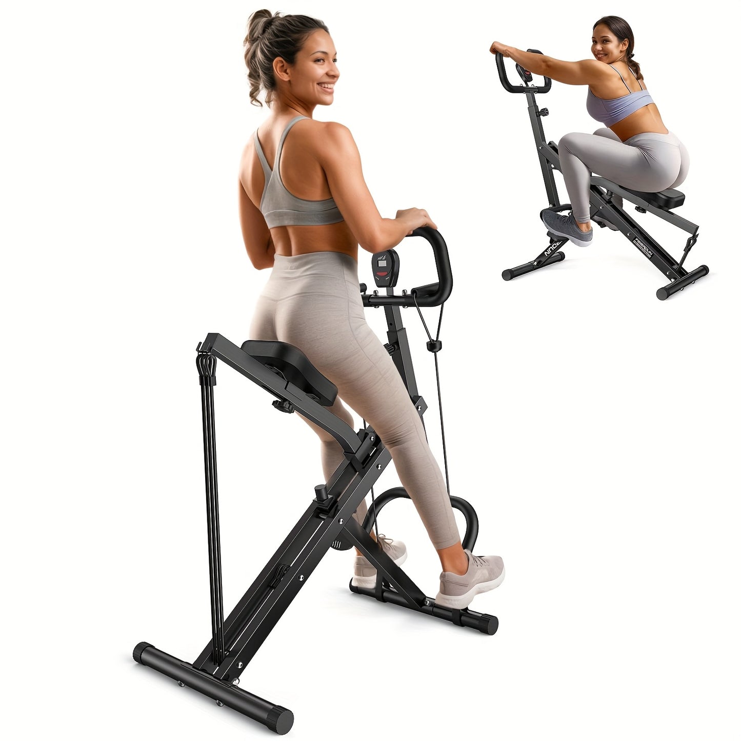 2 in 1 Squat and Rowing Machine - Foldable Glute Trainer for Home Workouts - Easy Setup, Perfect Gift for Men and Women