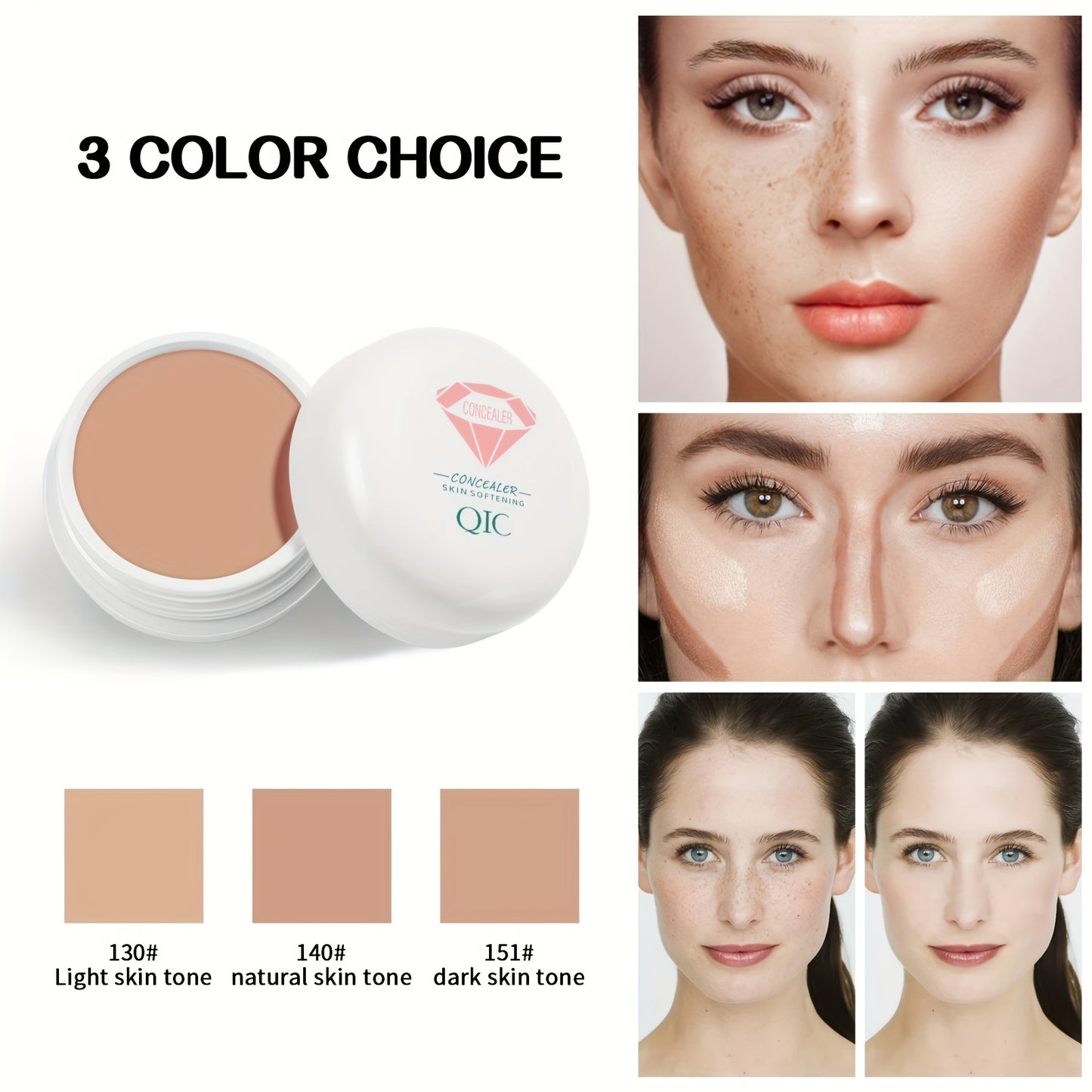 Full Coverage Concealer – Natural Dark Circles Foundation for Mature Skin, Covers Spots, Acne Marks, Tear Gaps, and Contours, Long-Lasting Body Concealer