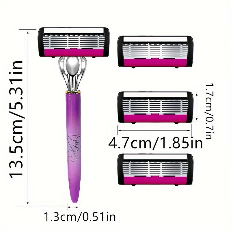 Women's 6-Layer Stainless Steel Blade Razor – Non-Electric, Unscented for Smooth, Close Shave, Ideal for Leg Hair Removal and Personal Care