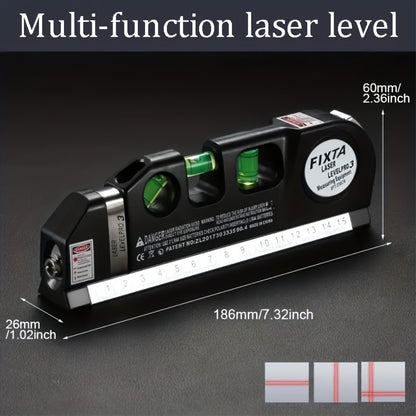 Laser Level Marking Tool – Multi-Purpose Kit with Standard Crosshair, Laser Beam, and Metric/Imperial Tape Measure