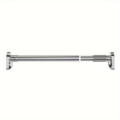 Versatile Adjustable Tension Rod - No-Drill, Multi-Use for Shower Curtains, Wardrobes and More - Durable Stainless Steel with Plastic Base - Available in Silvery, Black, White, Gray