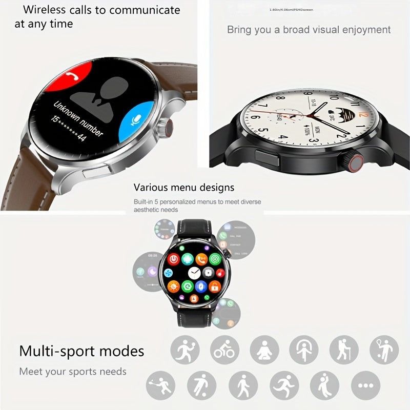 GPS Motion Trajectory Smartwatch for Men - 360*360 HD Screen, AI Voice, Wireless Call, NFC Fitness Tracker, Compass Sports Watch for Men and Women