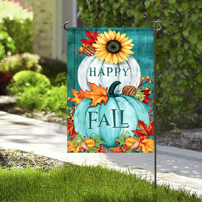 Autumn Bliss Garden Flag - 12x18 Inch, Double-Sided with Pumpkins, Sunflowers, and Maple Leaves Design, Durable Polyester for Fall, Game Day, and Farmhouse Decor, Outdoor Yard and Terrace Accent (Flagpole Not Included)