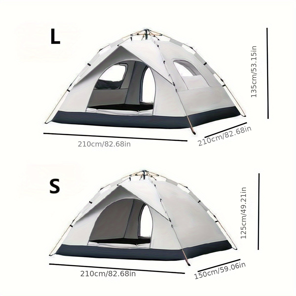 4 Person Automatic Pop-Up Tent – Fiberglass Poles, Square Oxford Cloth Camping Shelter – Quick 3-Second Setup, All-Season Waterproof with Zipper Closure – Ideal for Hiking, Travel & Beach