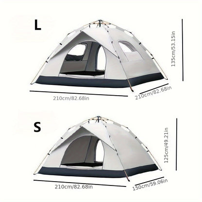 4 Person Automatic Pop-Up Tent – Fiberglass Poles, Square Oxford Cloth Camping Shelter – Quick 3-Second Setup, All-Season Waterproof with Zipper Closure – Ideal for Hiking, Travel & Beach