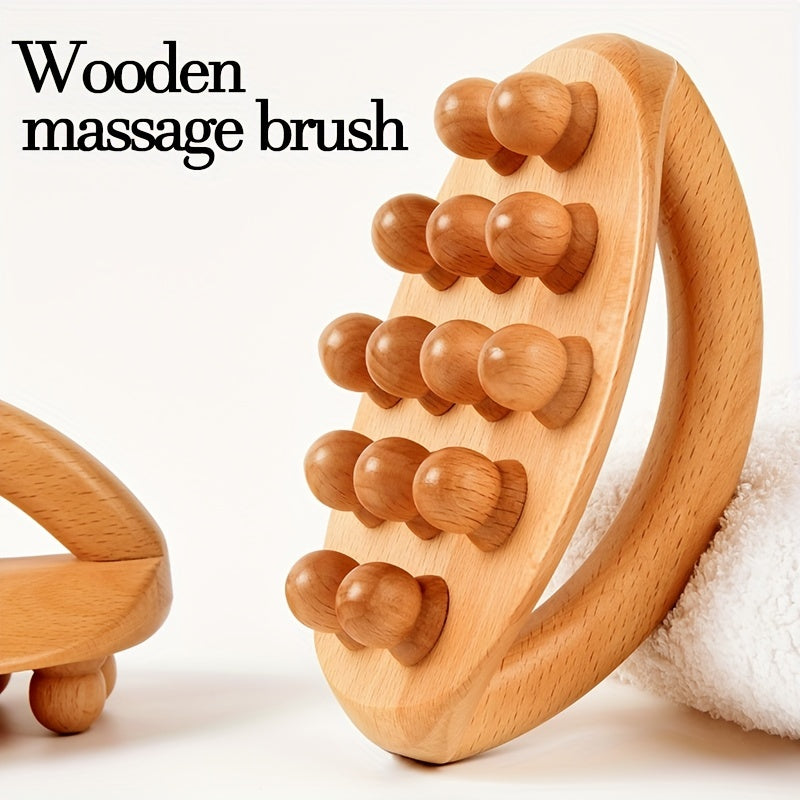 Wood Massage Tools (1 or 2 Pieces) - 14 Smooth Beads for Body Shaping and Meridians Unblocking - Perfect for Post-Exercise Fatigue Relief