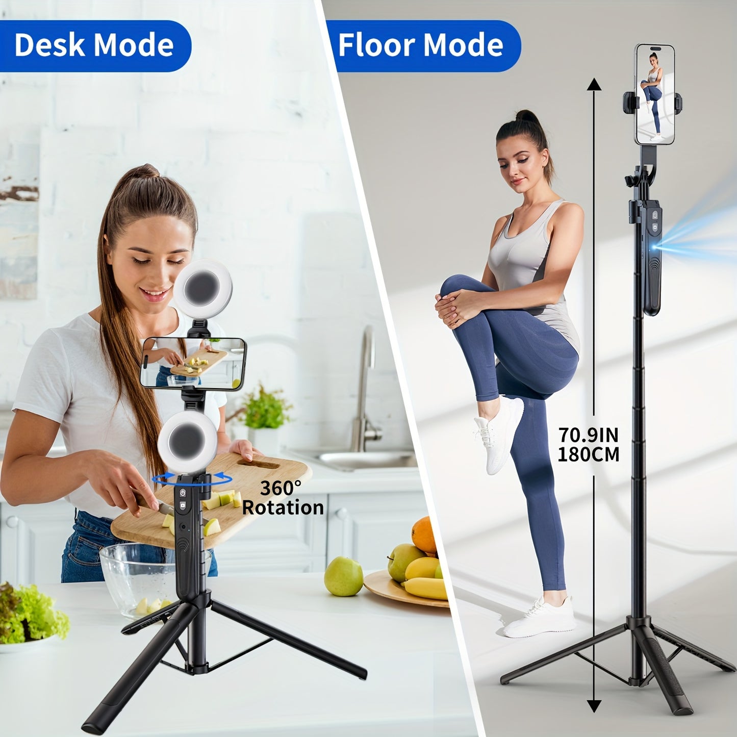 70.9" Phone Tripod with Auto Face Tracking - 360° Rotation, Motion Sensor, Remote, and Phone Holder for 4"-7" Phones, Perfect for Vlogging, Live Streaming, and Video Recording