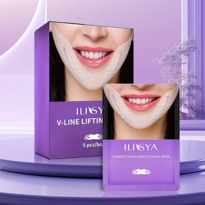 5pcs V-Line Lifting Mask Box - Caffeine Face Mask for Firming, V-Shape Lift, Tightening, and Moisturizing Skin Care for Double Chin