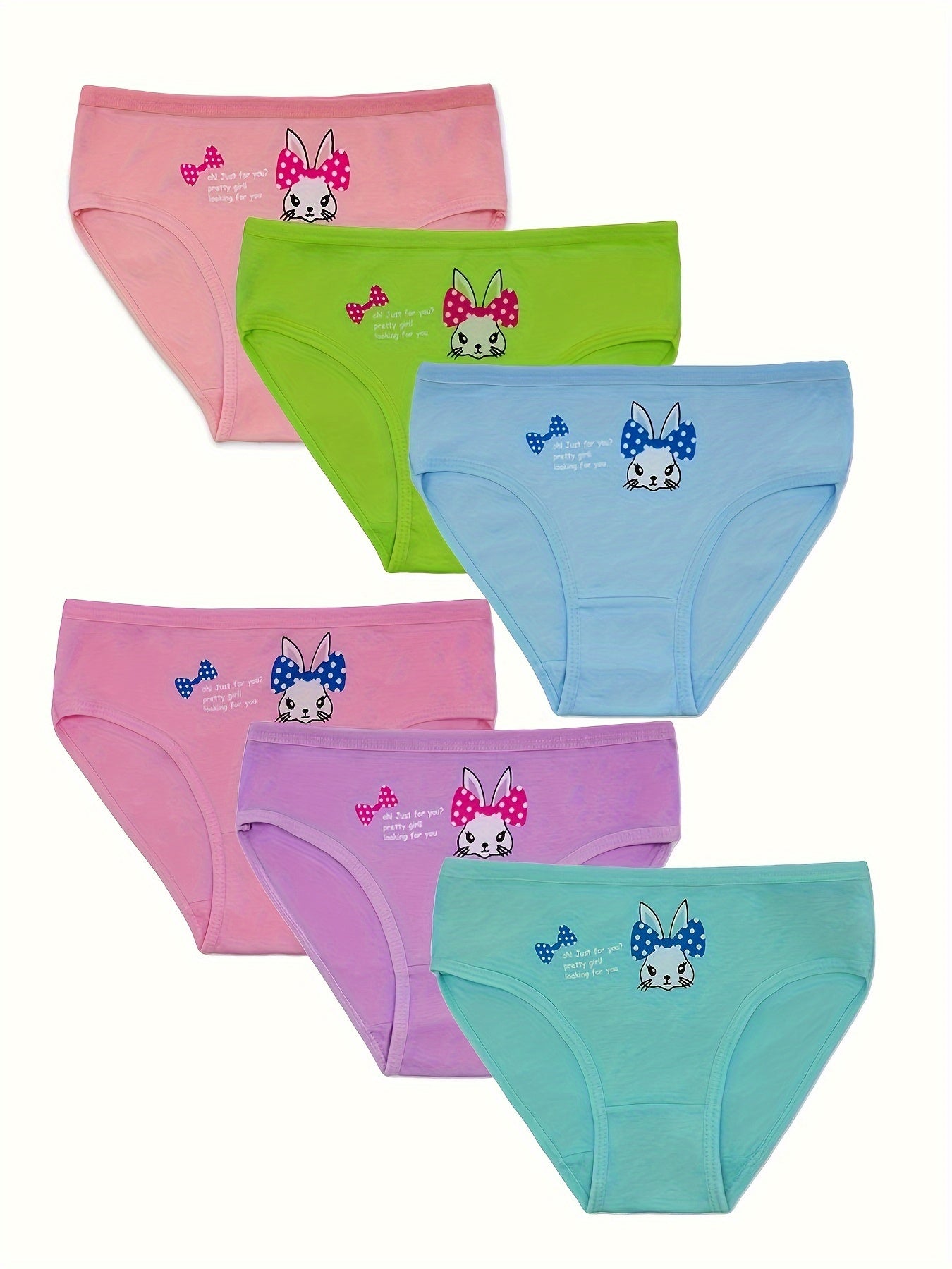 12pcs Adorable Girls' Cotton Briefs – Soft, Breathable, Elastic Waist with Cute Cartoon & Floral Patterns – Hand Wash Only, Regular Fit, All-Season Preppy Style