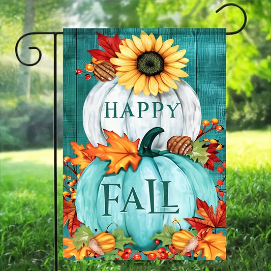 Autumn Bliss Garden Flag - 12x18 Inch, Double-Sided with Pumpkins, Sunflowers, and Maple Leaves Design, Durable Polyester for Fall, Game Day, and Farmhouse Decor, Outdoor Yard and Terrace Accent (Flagpole Not Included)