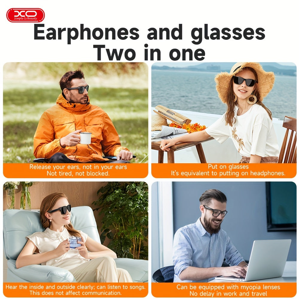 200H Standby Time Wireless Headphone Smart Glasses - UV Protection and Voice Control for Mobile Phones, Ideal for Athletics and Outdoor Activities