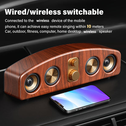 Wireless Portable Speakers – Loud Stereo and Subwoofer, Wood Grain Design, Perfect for Parties and Gifts