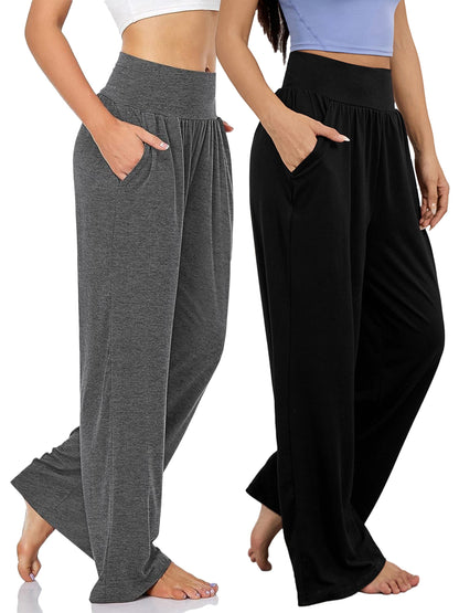 2PCS Wide Leg Loose Fit Casual Pants - Women's Activewear - Versatile Sports Jogger Pants with Pocket for Comfortable Workout and Daily Wear