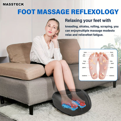 Relaxation Pro Foot Massager – Shiatsu Deep Kneading Machine with Heat, Relief for Tired Muscles and Plantar Fasciitis, Fits Up to Men’s Size 13, Ergonomic Design