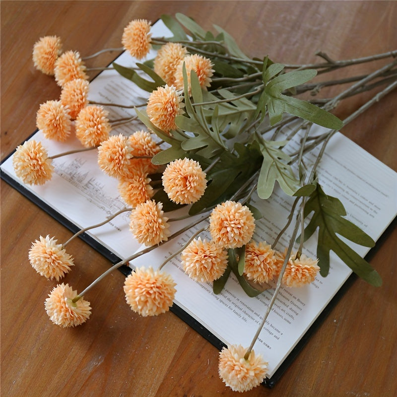 5pcs Autumn Dandelion Simulation Flowers – Artificial Chrysanthemums for Thanksgiving, Halloween, and Harvest Decor, Ideal for Home, Room, and Wedding Decorations